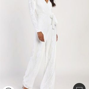 NEW: Lulu’s white sequined long sleeve jumpsuit
